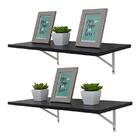 Kit 2 Prateleiras 70 X 30cm Preta Com Mão Francesa