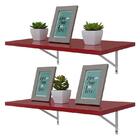 Kit 2 Prateleiras 80 X 25cm Vermelha Com Mão Francesa