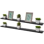 Kit 2 Prateleiras 90 X 10cm Preta Suporte Invisível