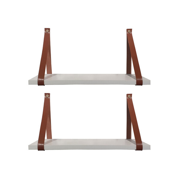 Kit 2 Prateleiras Branca Em Mdf 40x15cm Com Alça - Caramelo