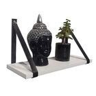 Kit 2 Prateleiras Branca Em Mdf 40x15cm Com Alça - Preta