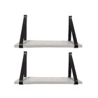 Kit 2 Prateleiras Branca Em Mdf 40x15cm Com Alça - Preta