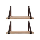 Kit 2 Prateleiras De Madeira Pinus 40x15cm Com Alça Marrom