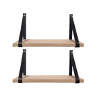 Kit 2 Prateleiras De Madeira Pinus 40x15cm Com Alça Preta
