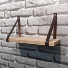 Kit 2 Prateleiras De Madeira Pinus 60x15cm Com Alça Marrom