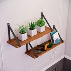 Kit 2 Prateleiras Em Pinus Stain Com Alça - 70x20cm Preto