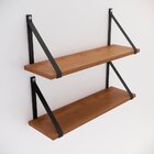 Kit 2 Prateleiras Em Pinus Stain Com Alça - 70x20cm Preto