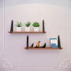 Kit 2 Prateleiras Em Pinus Stain Com Alça - 70x20cm Preto