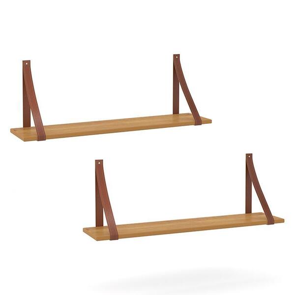 Kit 2 Prateleiras Gold Com Alças De Couro - Matic Móveis