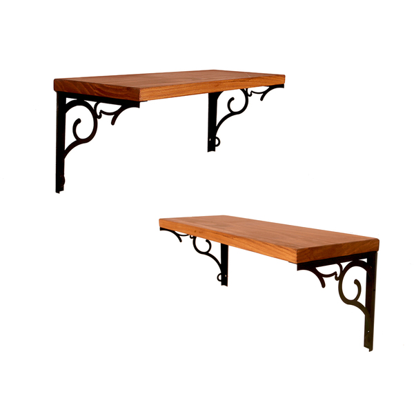 Kit 2 Prateleiras Kalises 45cm Casa Cozinha Linda Preta Moder