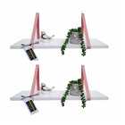 Kit 2 Prateleiras Mdf Branco Alça Couro Rosa Claro 60x20
