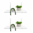 Kit 2 Prateleiras Mdf Branco Alça Suporte Couro Branco 60x20