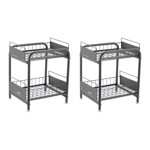 Kit 2 Prateleiras Multiuso 2 Gavetas Aço Inox Guimmis.casa