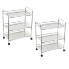 Kit 2 Prateleiras Multiuso Em Inox 3 C/ Rodinha Guimmis.casa