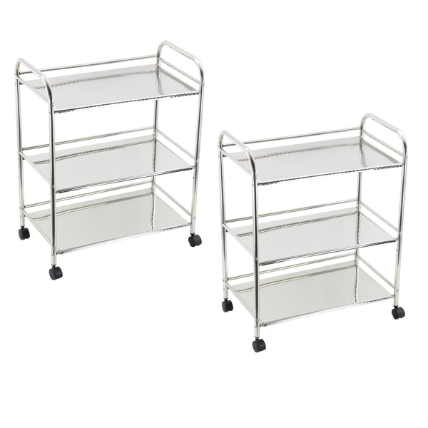 Kit 2 Prateleiras Multiuso Em Inox 3 C/ Rodinha Guimmis.casa