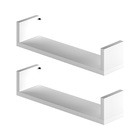 Kit 2 Prateleiras Nicho U 50x15x10cm Branco Mdf Livros Jogos