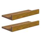 Kit 2 Prateleiras Porta Quadros 30 X 10cm Freijó Suporte Invi