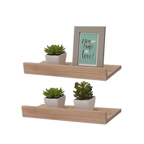 Kit 2 Prateleiras Porta Quadros 30 X 15cm Carvalho Suporte In