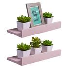 Kit 2 Prateleiras Porta Quadros 40 X 10cm Rosa Claro Suporte