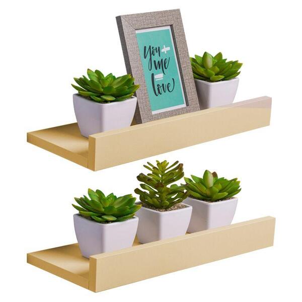 Kit 2 Prateleiras Porta Quadros 50 X 15cm Bege Claro Suporte