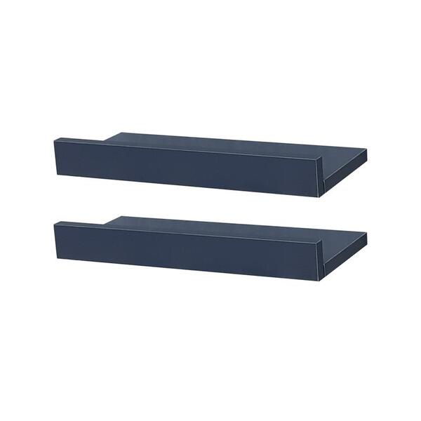 Kit 2 Prateleiras Porta Quadros 60 X 10cm Azul Suporte Invisí