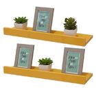 Kit 2 Prateleiras Porta Quadros 60 X 15cm Amarela Suporte Inv