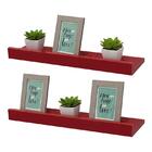 Kit 2 Prateleiras Porta Quadros 60 X 15cm Vermelha Suporte In