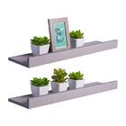 Kit 2 Prateleiras Porta Quadros 80 X 15cm Cinza Claro Suporte