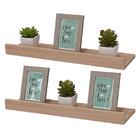 Kit 2 Prateleiras Porta Quadros 90 X 10cm Carvalho Suporte In