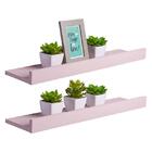 Kit 2 Prateleiras Porta Quadros 90 X 15cm Rosa Claro Suporte