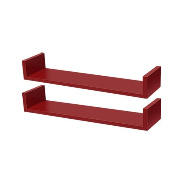 Kit 2 Prateleiras U 100 X 20cm Vermelha Suporte Invisível