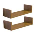 Kit 2 Prateleiras U 30 X 10cm Freijó Suporte Invisível