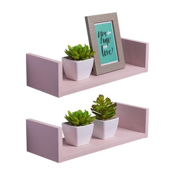 Kit 2 Prateleiras U 30 X 10cm Rosa Claro Suporte Invisível