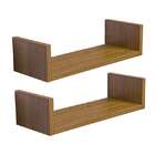 Kit 2 Prateleiras U 30 X 15cm Freijó Suporte Invisível