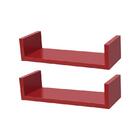 Kit 2 Prateleiras U 40 X 10cm Vermelha Suporte Invisível