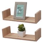 Kit 2 Prateleiras U 40 X 20cm Carvalho Suporte Invisível