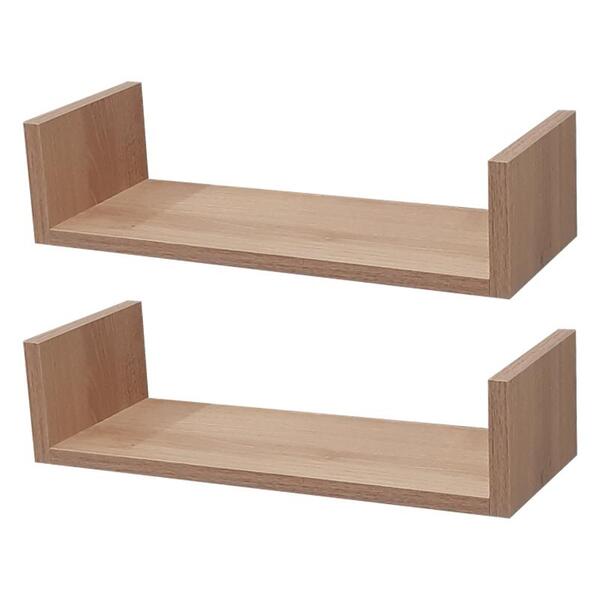 Kit 2 Prateleiras U 40 X 20cm Carvalho Suporte Invisível