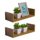 Kit 2 Prateleiras U 40 X 20cm Freijó Suporte Invisível