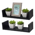 Kit 2 Prateleiras U 40 X 20cm Preta Suporte Invisível