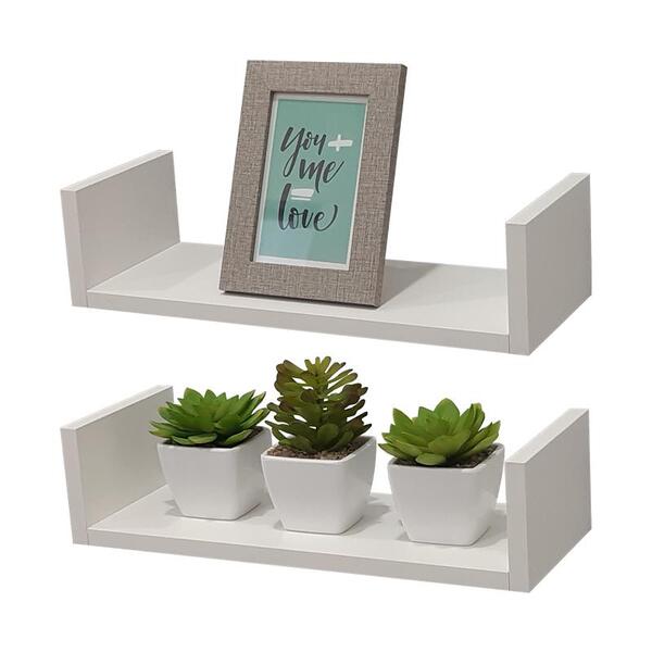 Kit 2 Prateleiras U 50 X 20cm Branca Suporte Invisível