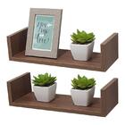 Kit 2 Prateleiras U 50 X 20cm Nogal Suporte Invisível