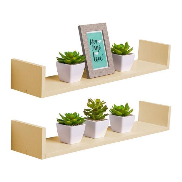 Kit 2 Prateleiras U 60 X 10cm Bege Claro Suporte Invisível