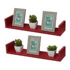 Kit 2 Prateleiras U 60 X 15cm Vermelha Suporte Invisível