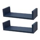 Kit 2 Prateleiras U 60 X 25cm Azul Suporte Invisível