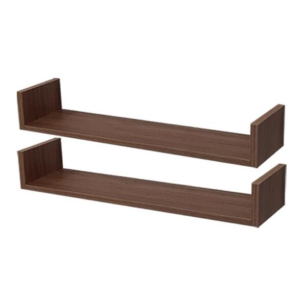 Kit 2 Prateleiras U 60 X 25cm Nogal Suporte Invisível