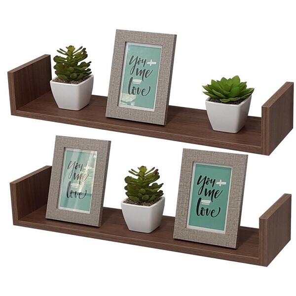 Kit 2 Prateleiras U 70 X 10cm Nogal Suporte Invisível