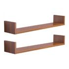 Kit 2 Prateleiras U 70 X 20cm Freijó Suporte Invisível