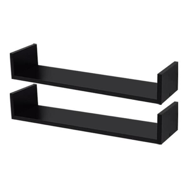 Kit 2 Prateleiras U 70 X 20cm Preta Suporte Invisível