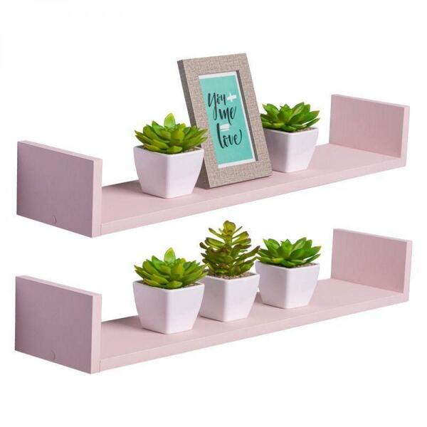 Kit 2 Prateleiras U 70 X 20cm Rosa Claro Suporte Invisível