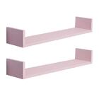 Kit 2 Prateleiras U 80 X 20cm Rosa Claro Suporte Invisível